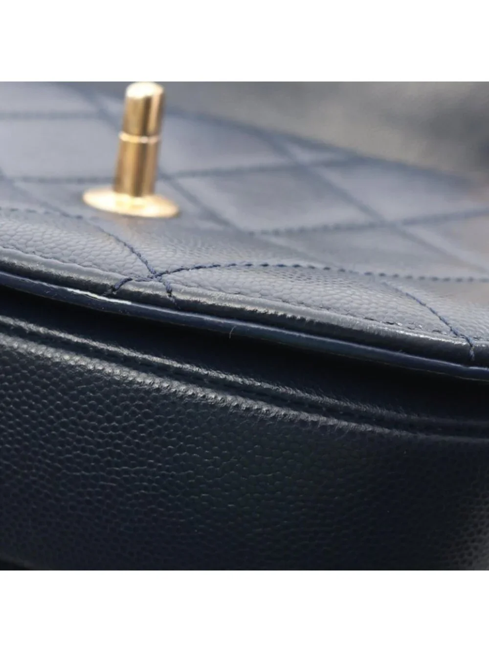Chanel Shoulder Bag Quilted Navy Caviar Leather Small Chain